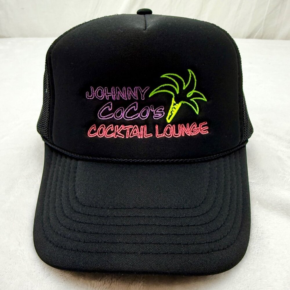 Johnny Coco's Cocktail Lounge Adjustable Snapback Meshback Cap Hat Black Otto